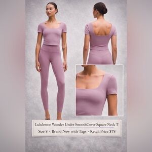 Lululemon Wunder Under Square Neck Tank 8 Lavender Lux
